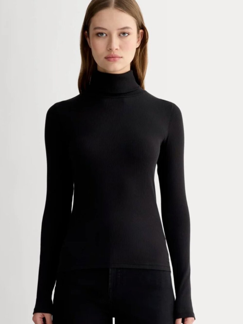 Luxe Rib Supima Cotton Turtleneck by Everlane in Dark Green